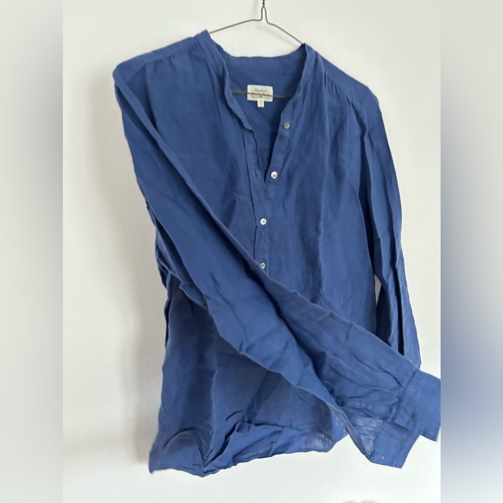 Hartford indigo linen top